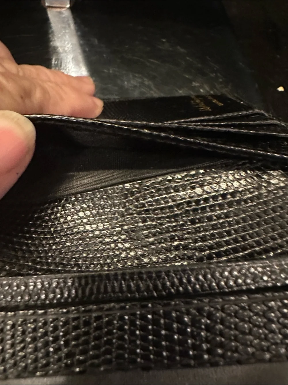Salvatore Ferragamo #238 Black Vara Ribbon Leather Compact  Wallet